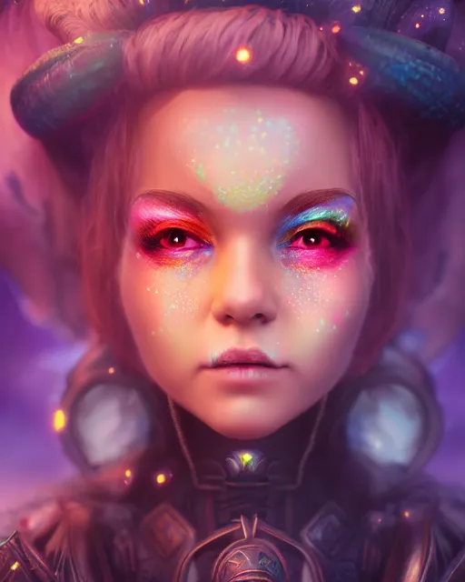 Image similar to ultradetailed rpg character portrait of a cute nebulapunk witch, digital art,, intricate, sharp focus, trending on artstation hq, deviantart, volumetric lighting, unreal engine, octane render