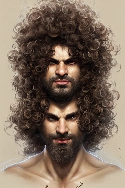 Image similar to a curly - haired persian guy god of the cognition, highly detailed, d & d, fantasy, highly detailed, digital painting, trending on artstation, concept art, sharp focus, illustration, art by artgerm and greg rutkowski and magali villeneuve