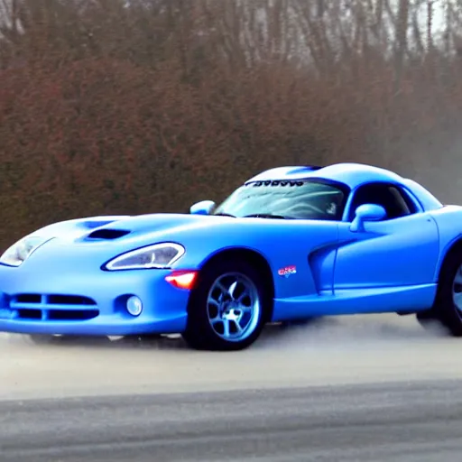 Prompt: a blue dodge viper doing a burnout :: a scene from initial D