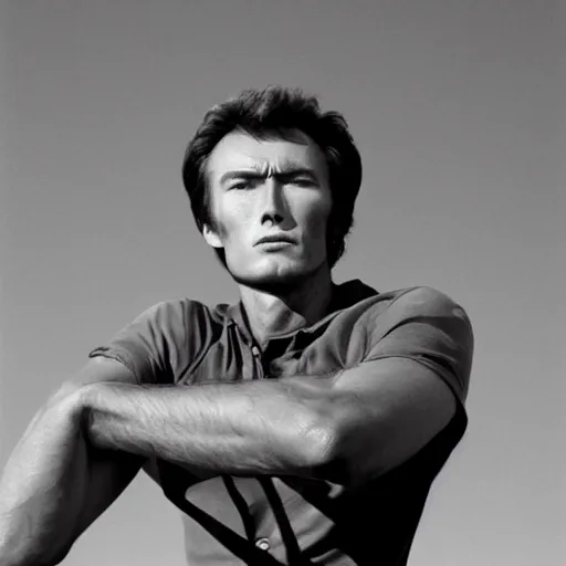 Image similar to young clint eastwood god perfect face coherent by kezie demessance