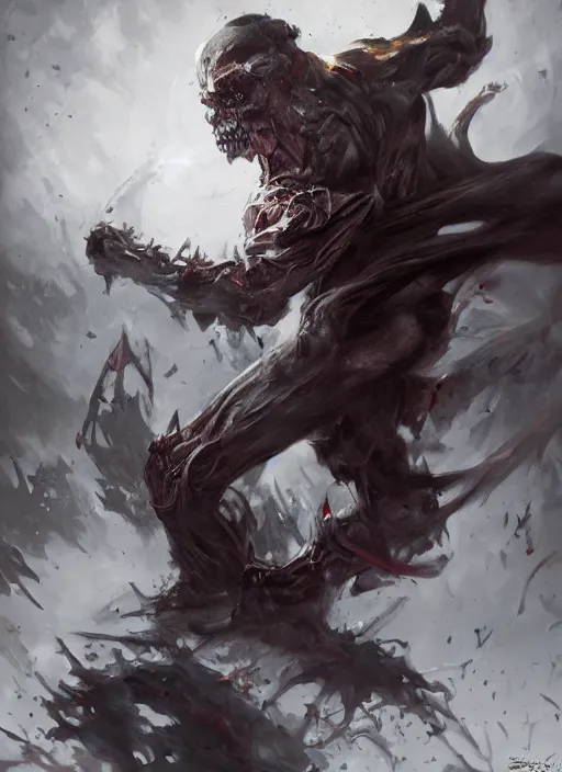 Image similar to powerful undead litch painted by raymond swanland