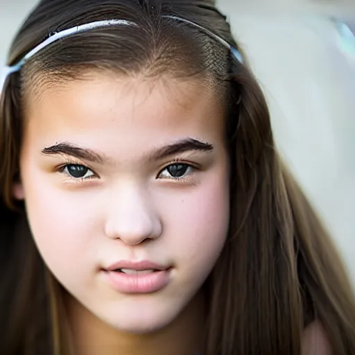 Prompt: a portrait photograph of a star student, popular, sought - after 1 8 year - old american high school cheerleader. portrait canon 8 5 mm f 1. 2 photograph head and shoulders portrait