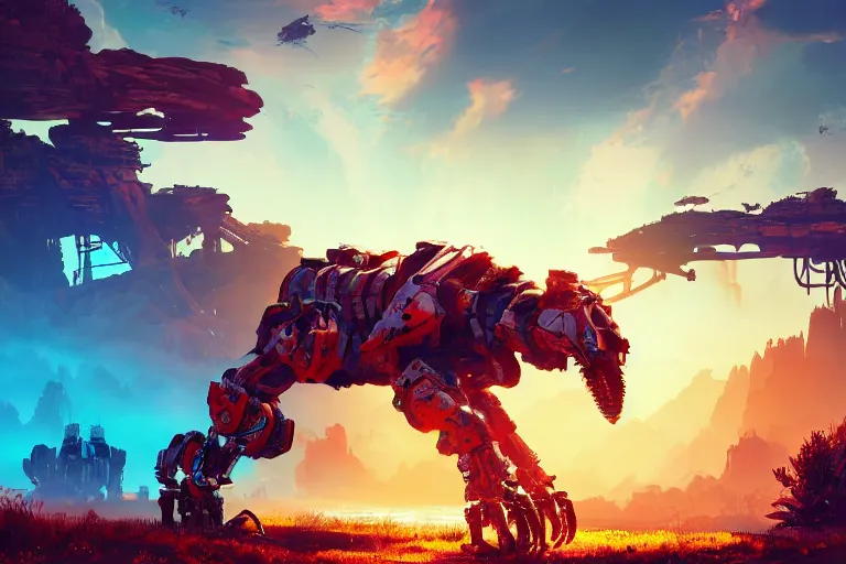 Image similar to scorcher machine mecanical creature robot of horizon forbidden west horizon zero dawn bioluminiscence global illumination ray tracing hdr fanart arstation by ian pesty and alena aenami artworks in 4 k