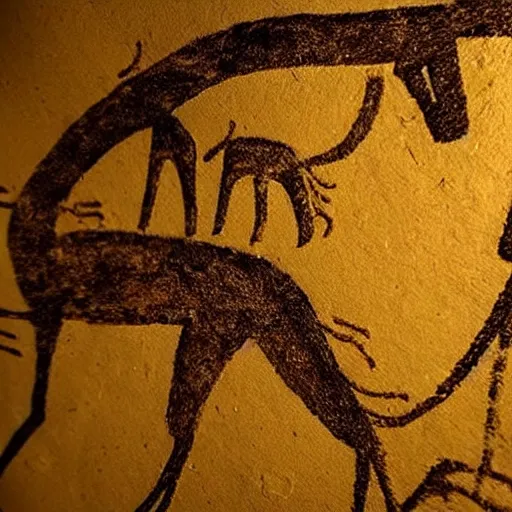 Image similar to hunting, paleolithic cave painting