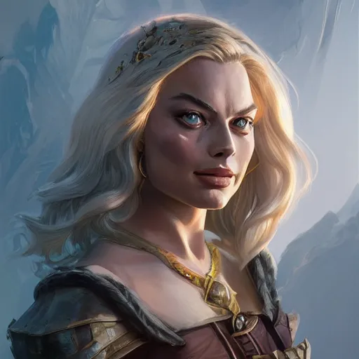 Image similar to margot robbie, d & d, fantasy, portrait, highly detailed, digital painting, trending on artstation, concept art, sharp focus, illustration, art by artgerm and greg rutkowski and magali villeneuve