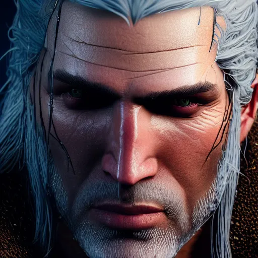 Image similar to portrait of geralt of rivia from the witcher, unreal engine, octane render, studio lighting, intricate details, realistic