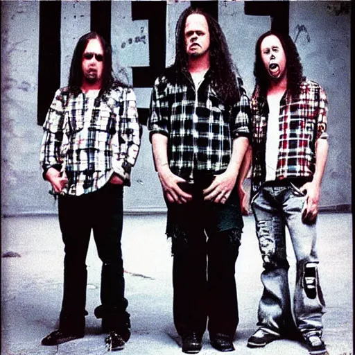 Prompt: Metallica reimagined as a grunge band, grunge-tallica, 1993, flannel shirts, Metallica