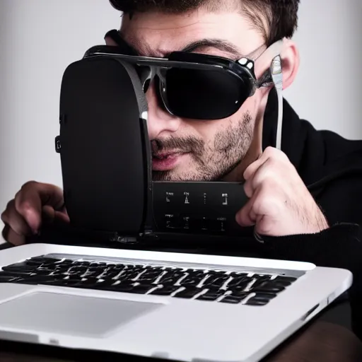 Image similar to stock photography of a hacker on a laptop, award winning, photography, stock,