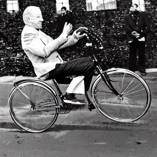 Prompt: a Bike falling off of Joe Biden in the style of salvador dalí