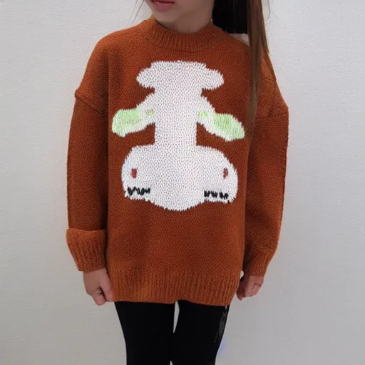 Image similar to a girl with huge sweater-cows