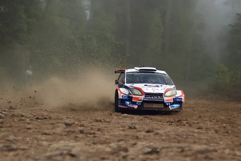 Image similar to !!!!F1!!!! rally car driving on off-road. High speed photography, motion blur, photograph, midday, muted colors, motion blur, mist