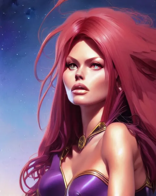 Image similar to ultra realistic illustration, brigitte bardot as starfire anime, intricate, elegant, highly detailed, digital painting, artstation, concept art, smooth, sharp focus, illustration, art by artgerm and greg rutkowski and alphonse mucha and wlop