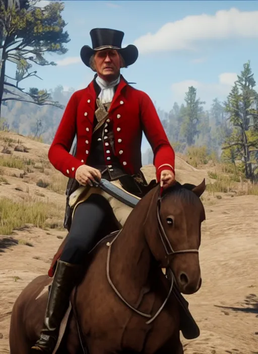 Prompt: film still of george washington in red dead redemption 2 ( 2 0 1 8 video game )