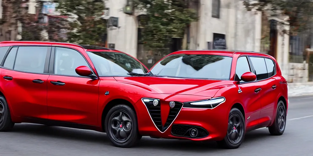 Image similar to 2022 Alfa Romeo Minivan, red