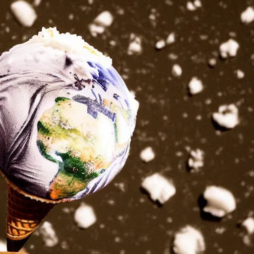 Image similar to planet earth on an ice cream cone