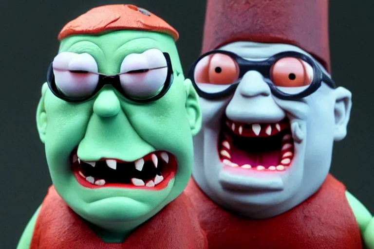 Prompt: peter griffin, goblin, scary, Claymation style