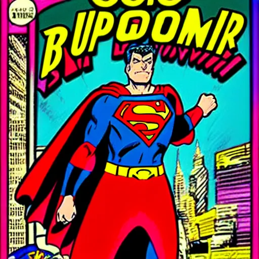 Prompt: a comic book super hero who is just really good at pinball and throws pinball machines he has a long cape his left hand is missing and instead is a launcher from a pinball machine, 4k, highly detailed, heroic pose, graphic novel, bright colors, dark lines