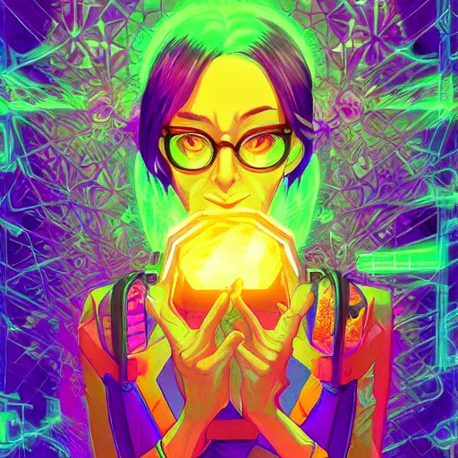 Image similar to skill magic geek inside matrix deepdream radiating a glowing aura stuff loot legends stylized digital illustration video game icon artstation lois van baarle, ilya kuvshinov, rossdraws,