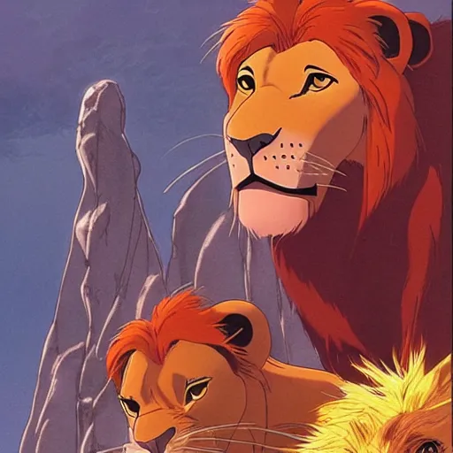 Image similar to film still long of The lion king art by Dice Tsutsumi, Makoto Shinkai, Studio Ghibli, playstation 2 printed game poster cover, cover art, poster, poster!!!