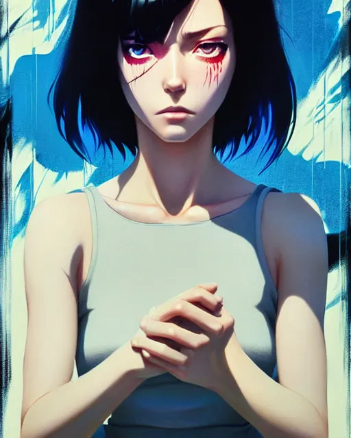 Image similar to dead inside!!!, fine - face, audrey plaza, realistic shaded perfect face, fine details. anime. realistic shaded lighting poster by ilya kuvshinov katsuhiro otomo ghost - in - the - shell, magali villeneuve, artgerm, jeremy lipkin and michael garmash and rob rey