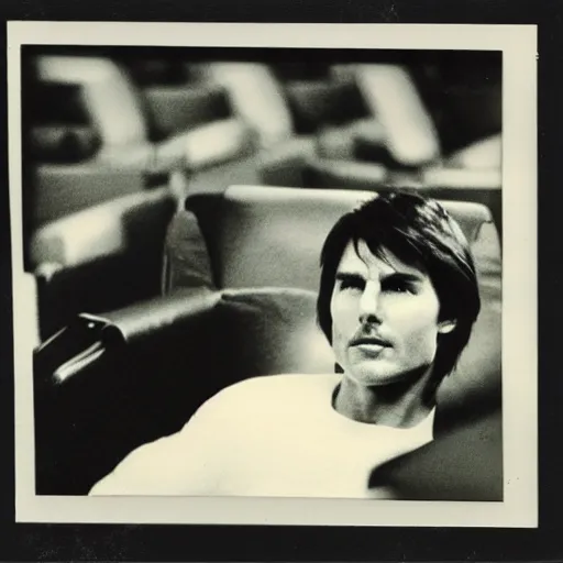 Image similar to Polaroid of Tom Cruise sitting in the cinema 1983