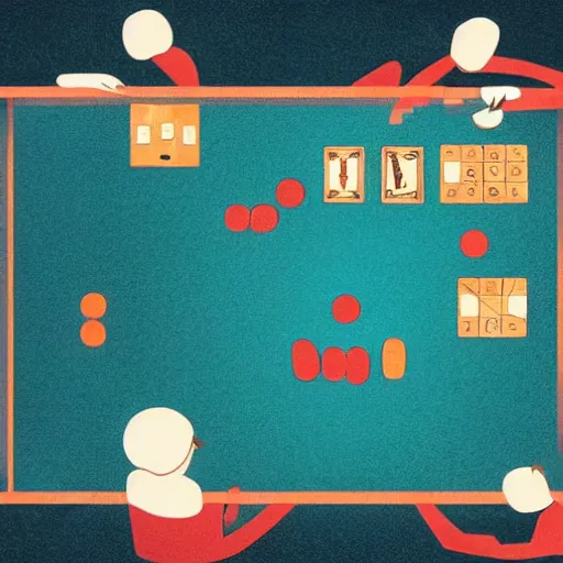 Image similar to A beautiful Leonardo Vavinci illustration of a table where smart people sit and play a board game.