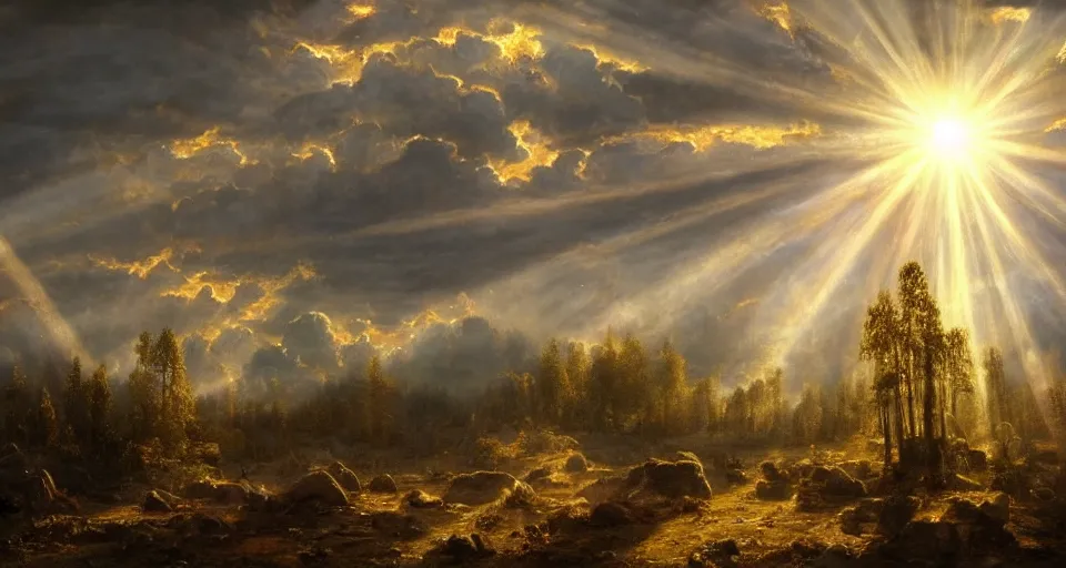 Image similar to heaven!! angels!! god rays, by eugene von guerard, ivan shishkin, dramatic lighting, concept art, trending on artstation, 8 k