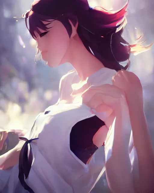 Prompt: a girl, very sexy outfit, medium shot, visible face, detailed face, perfectly shaded, atmospheric lighting, by makoto shinkai, stanley artgerm lau, wlop, rossdraws