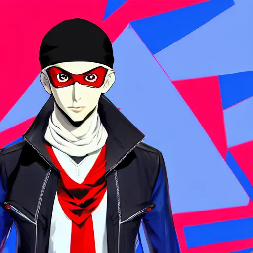 Image similar to A young man wearing a blue turban, beardless, shaven face, middle-eastern, in the style of Persona 5, Persona 5, Persona 5 artwork