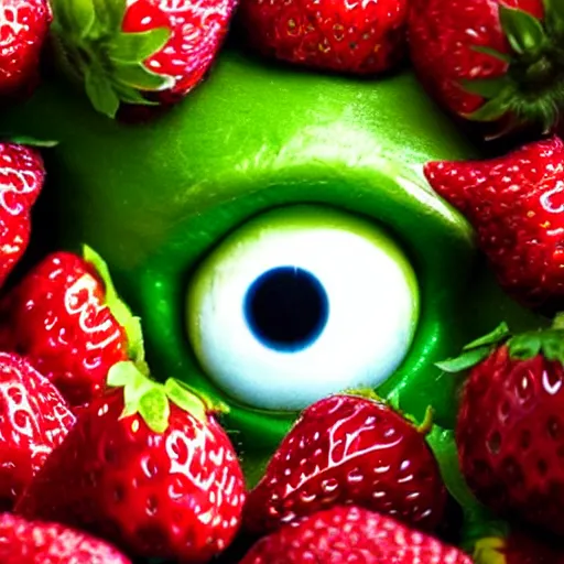 Image similar to strawberry creature with two eyes