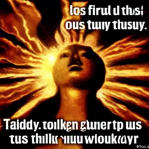 Prompt: finally, as that blazing sun shone down upon us, did we know that true enemy was the voice of blind idolatry; and only then did we begin to think for ourselves