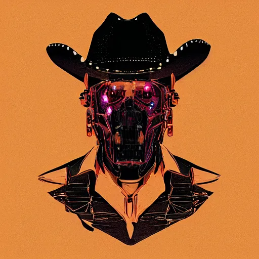 Image similar to album art of a cyberpunk undead cowboy