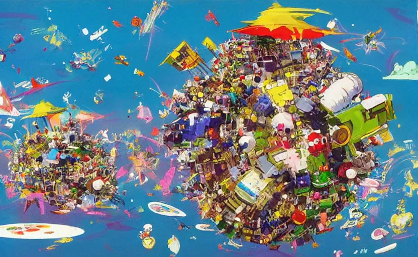 Prompt: katamari damacy in the style of john berkey