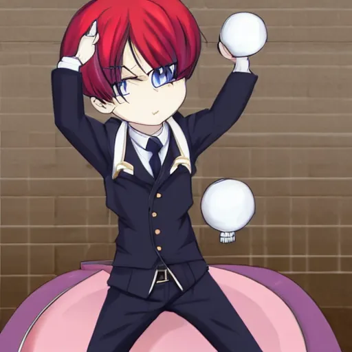 Prompt: battler ushiromiya from umineko holding small bombs