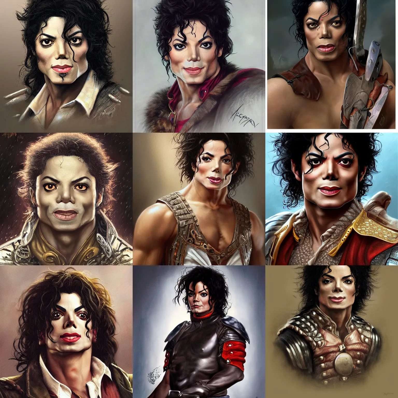 Prompt: mouse!!! michael jackson! mouse very close portrait of angry rugged mouse barbarian hunter, muscular, upper body, 👅 👅 , D&D, fantasy, intricate, elegant, highly detailed, digital painting, artstation, concept art, smooth, sharp focus, illustration, art by artgerm and greg rutkowski and alphonse mucha