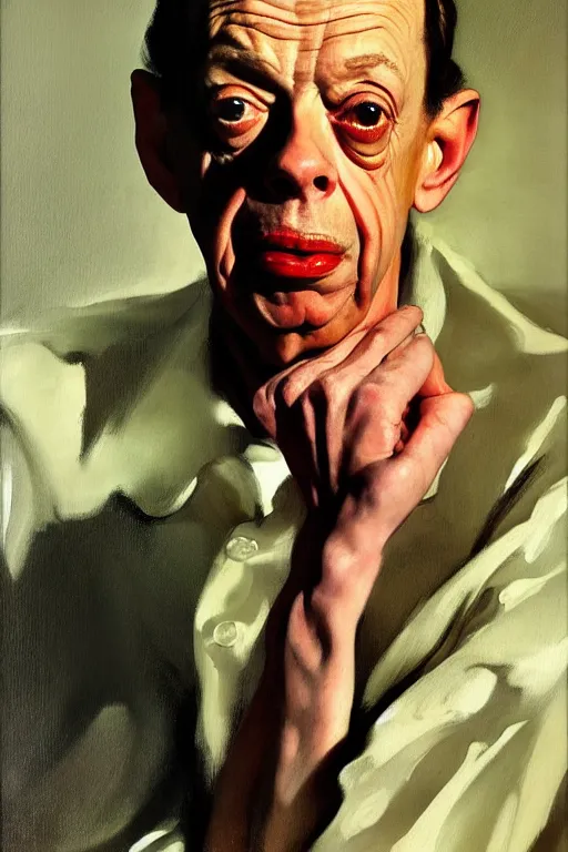 Image similar to portrait of don knotts sitting with full face full figure seductive sensual alluring attractive, in the style of expressionism, artstation, trending, andrew wyeth, jamie wyeth, john singer sargent,