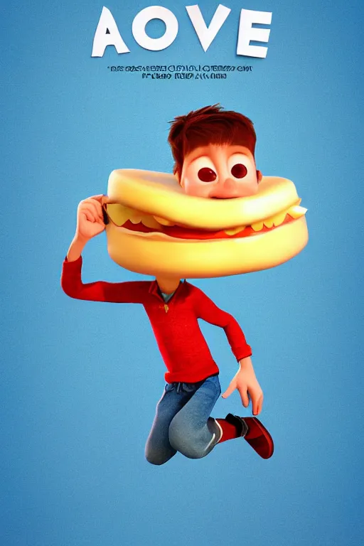 Image similar to Poster for a movie about a boy that loves to eat cheese. pixar style, 3d animation, render, zigor samaniego style