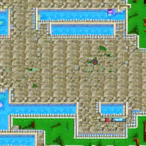 Prompt: tilemap unity3d topdown action rpg 16px x 16px water land and houses