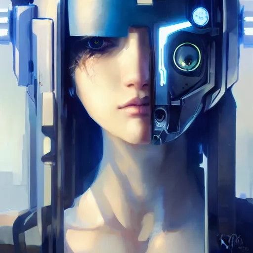 Image similar to A cyberpunk cyborg girl with big and cute eyes, fine-face, realistic shaded perfect face, fine details. not anime. Realistic shaded lighting poster by Ilya Kuvshinov katsuhiro, magali villeneuve, artgerm, Jeremy Lipkin and Michael Garmash, Rob Rey and Kentarõ Miura style, trending on art station