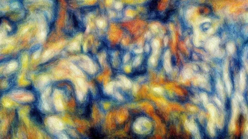 Prompt: abstract art painting, geometry, lines, forms, shapes, experimental, in style of pierre - auguste renoir,, fine details,