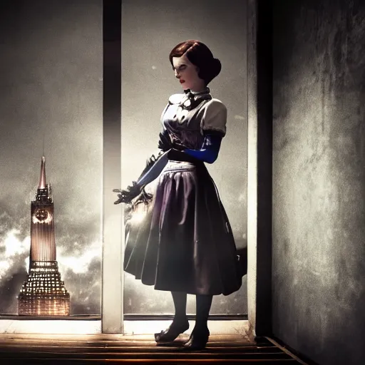 Image similar to elizabeth'bioshock'realistic photo, cinematic scene