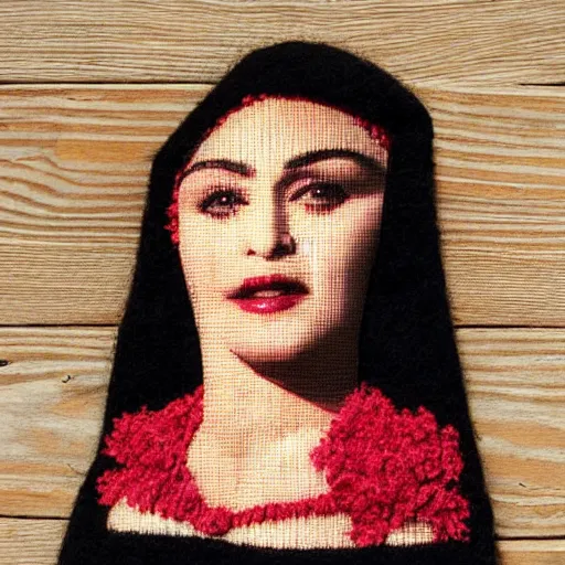 Image similar to madonna made from wood and wool only