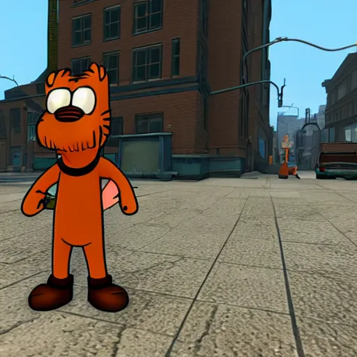 Image similar to Photo of Garfield in City 17 from Half-Life 2