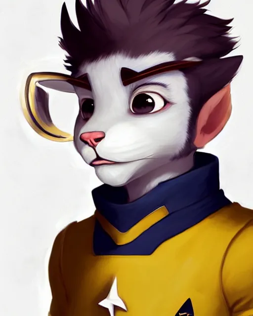 Image similar to character concept art of a cute young male anthropomorphic startrek furry | | cute - fine - face, pretty face, key visual, realistic shaded perfect face, fine details by stanley artgerm lau, wlop, rossdraws, james jean, andrei riabovitchev, marc simonetti, and sakimichan, trending on artstation