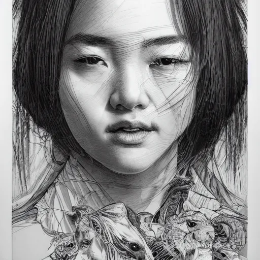 Image similar to a stunning portrait by Kim Jung GI, hyper-detailed masterpiece