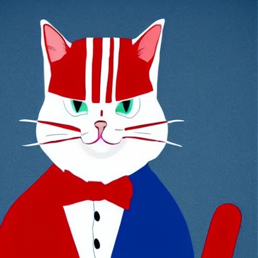 Image similar to cat in red white & blue suit in miliatry recruitment poster we want you