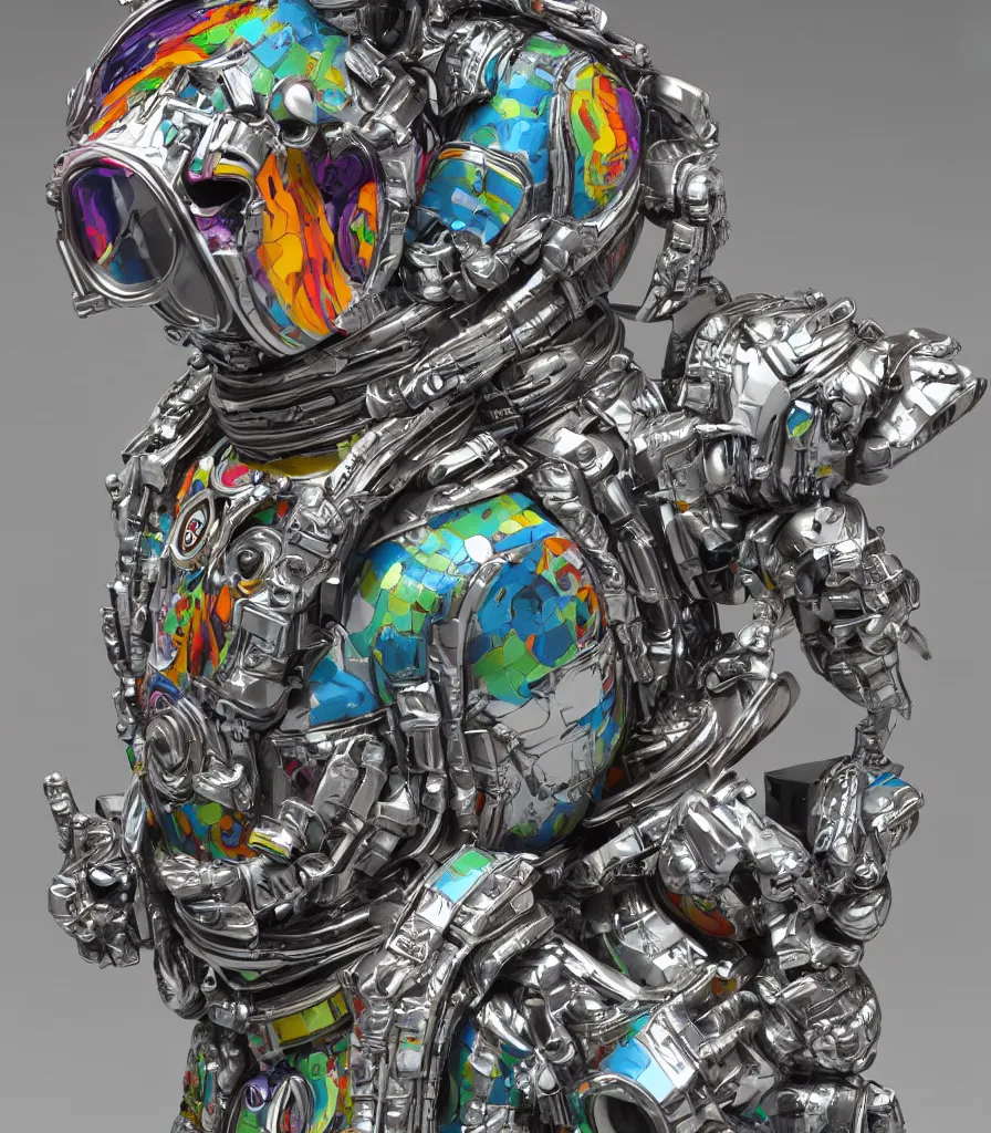 Image similar to hyper-maximalist overdetailed 3d sculpture of an astronaut by clogtwo and ben ridgway inspired by beastwreckstuff chris dyer and jimbo phillips. 3d infused retrofuturist style. Hyperdetailed high resolution. Highquality ender by binx.ly. Dreamlike surreal polished render by machine.delusions. Sharp focus.