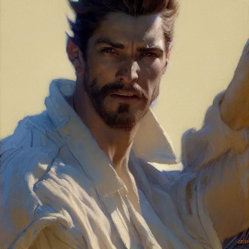 Image similar to attractive male, character design. highly detailed painting by gaston bussiere, craig mullins, j. c. leyendecker, mid shot, 8 k