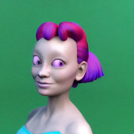 Image similar to suzanne from blender 3 d with colourful hair