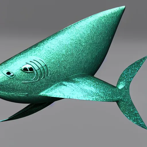 Prompt: Tuna shaped spaceship, elegant, futuristic, fish, 3d render